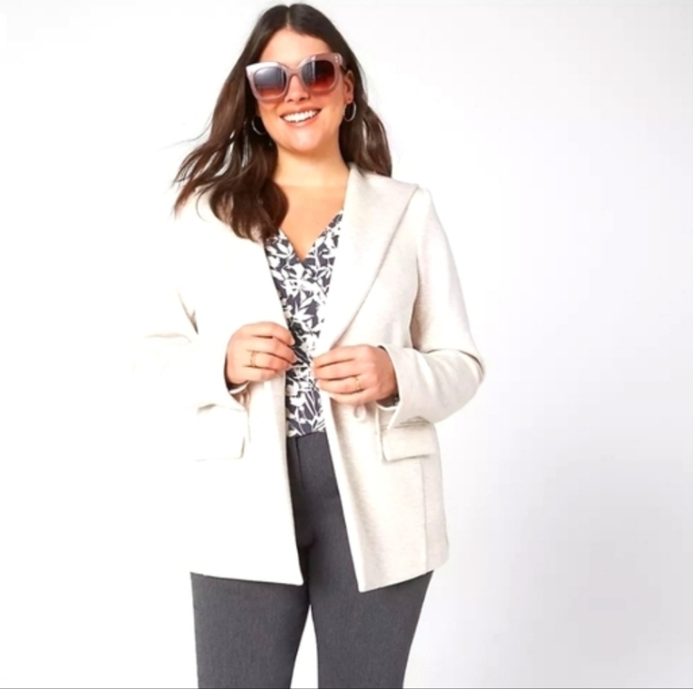 Lane Bryant Cream Journey Knit Hooded Jacket in Oatmeal 22 Petite NEW - Picture 7 of 8